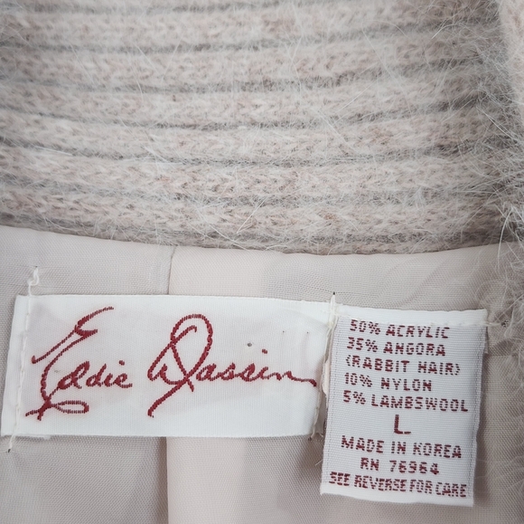EDDIE DASSIN vintage rabbit hair/lambswool cardigan sweater, size L - Picture 5 of 6